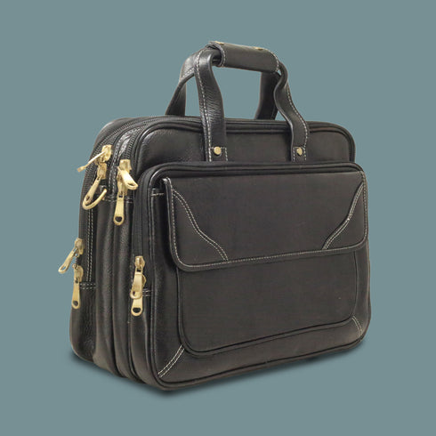 Omrith Genuine Leather Brown Croco Laptop Messenger Bag For Men